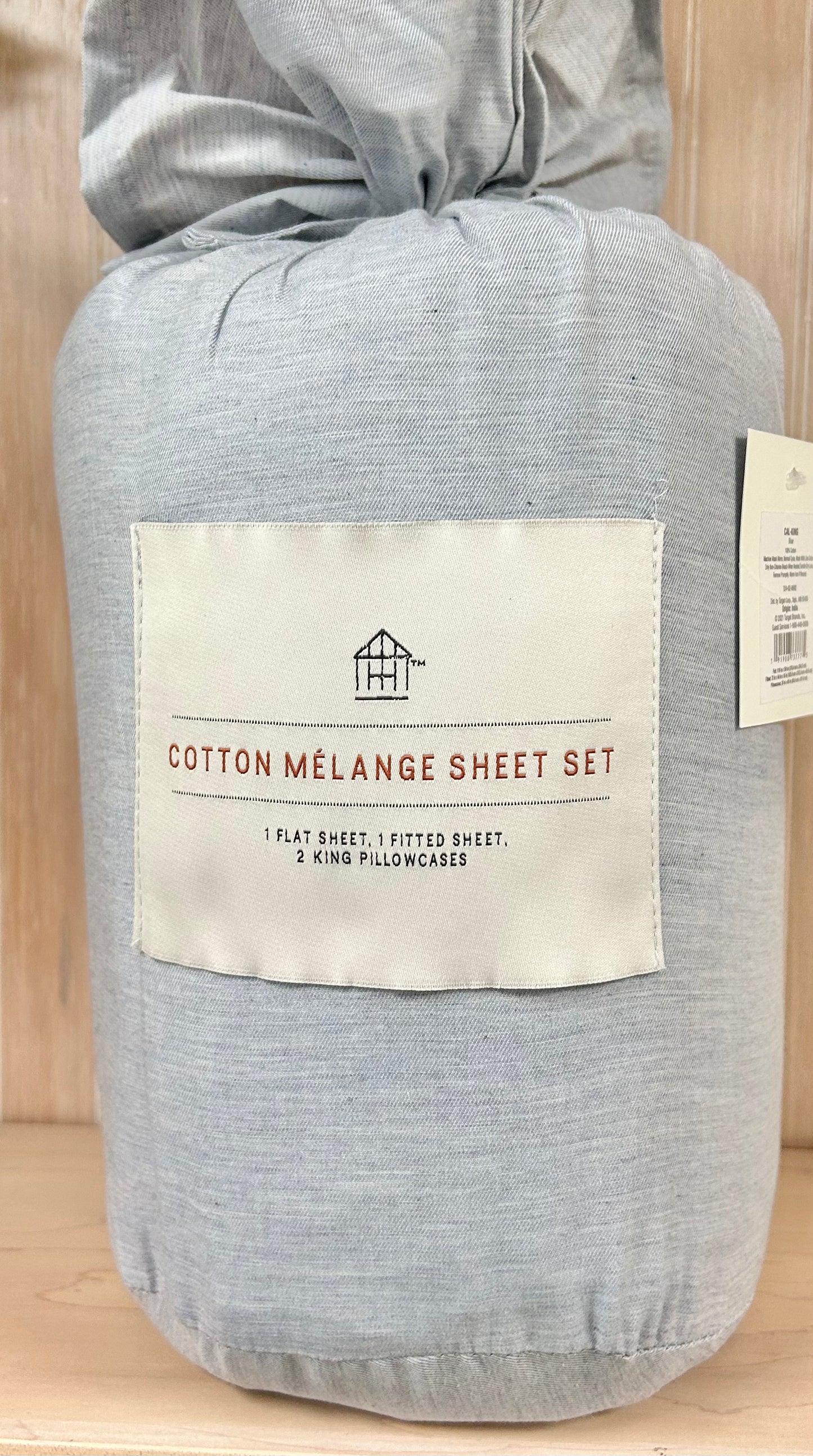 4 pc Mélange Dyed Sheet Set California King - Heathered Blue - Hearth & Hand™ with Magnolia