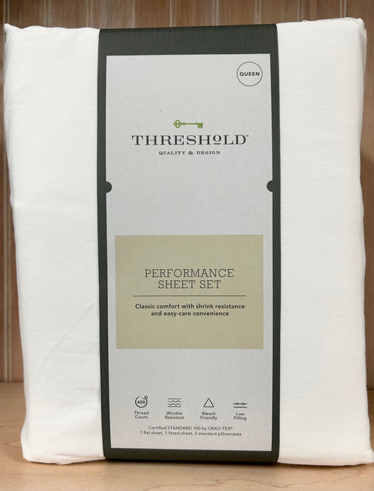 Queen White Performance 4 pc Sheet Set by Threshold