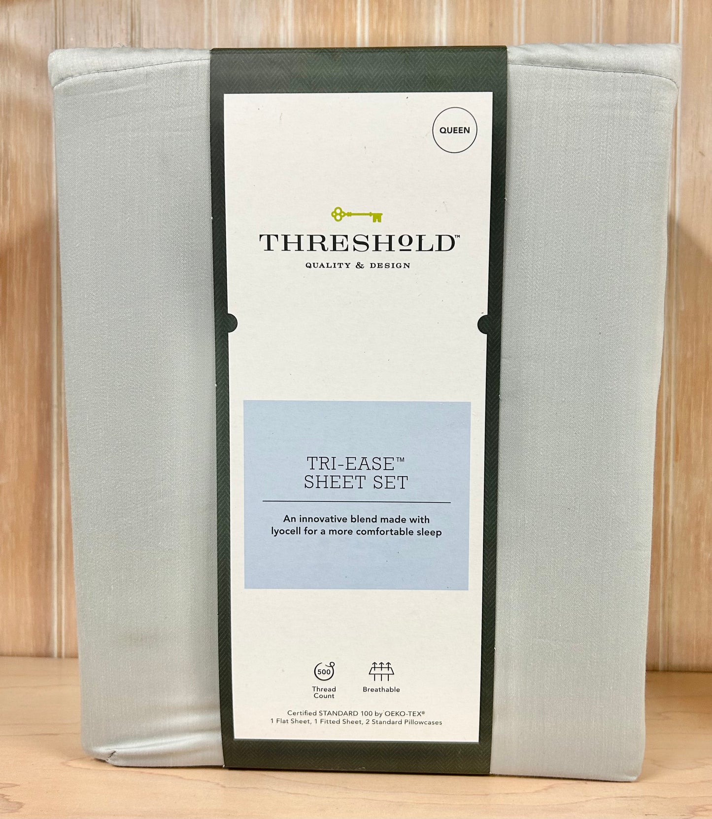 Queen Grey Tri-Ease Sheet Set by Threshold